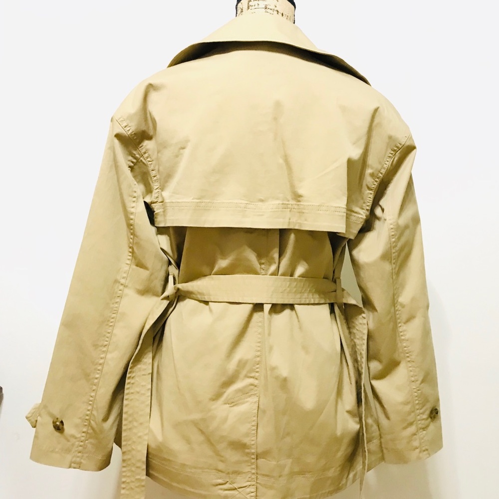 🆕 GAP Khaki Coat with Waist Tie Belt. Cotton - Spandex Made (NWOT) - Picture 7 of 13